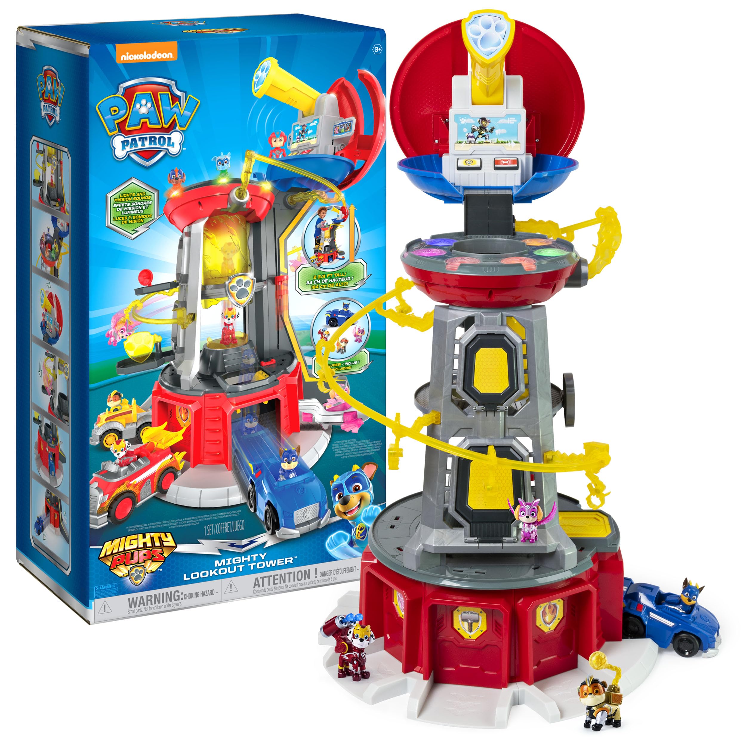 Paw Patrol Mighty Lookout Tower Playset with 4 Figures & Toy Car | 2.75-Foot Tal