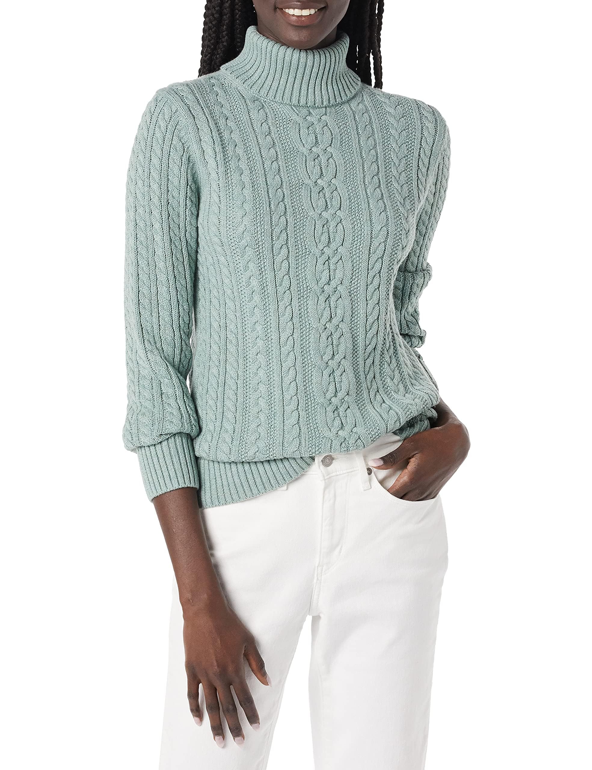 Amazon Essentials Women's Long Sleeve Fisherman Cable Knit Turtleneck Sweater, C