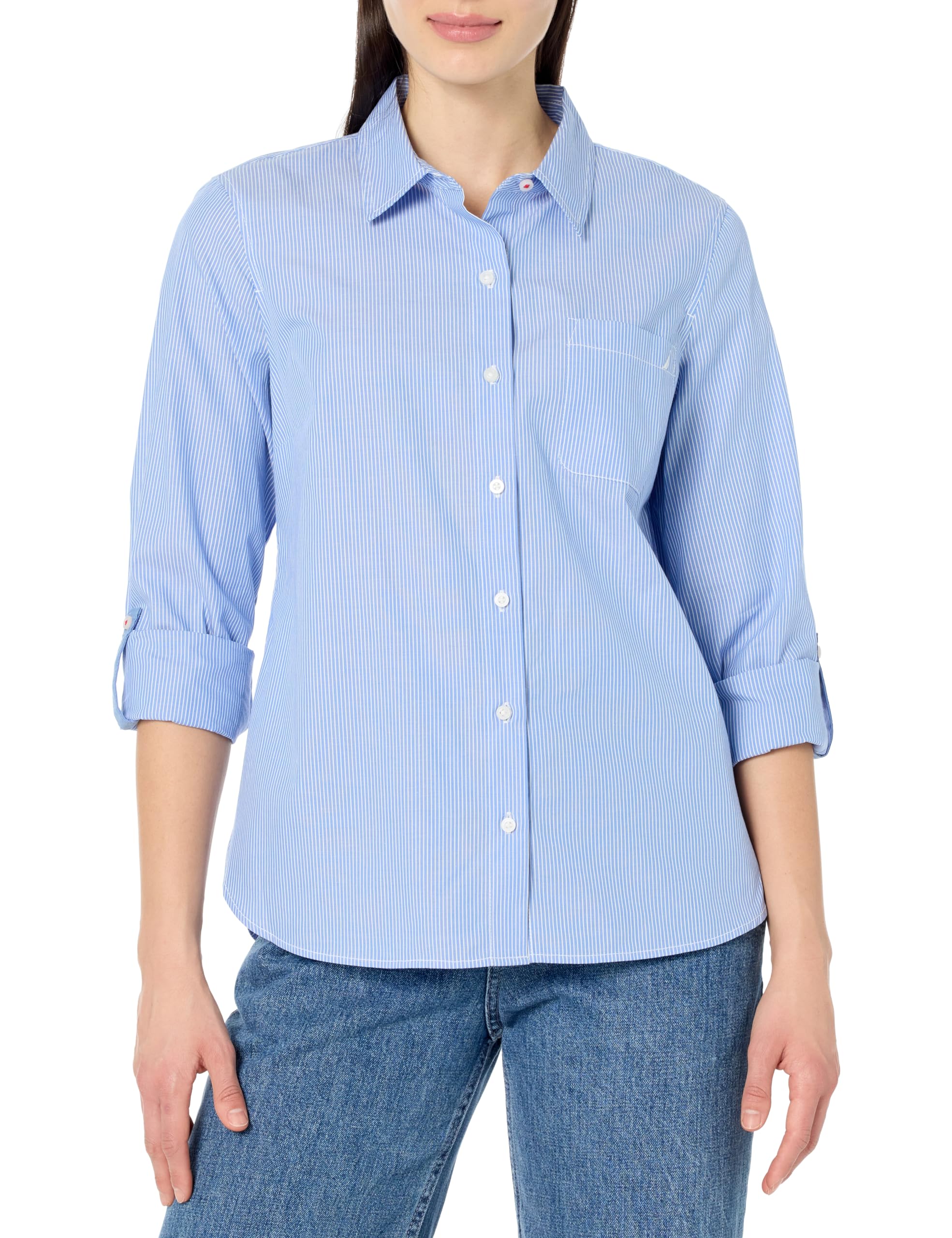 Nautica Women's Button Front Long Sleeve Button Down Shirt
