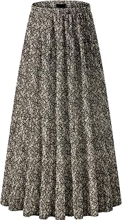 NASHALYLY Women's Chiffon Elastic High Waist Pleated A-Line Maxi Skirts