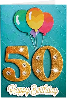 Joli Coon 50th Birthday Card, SIGNATURE, with seal sticker, handmade, 3D