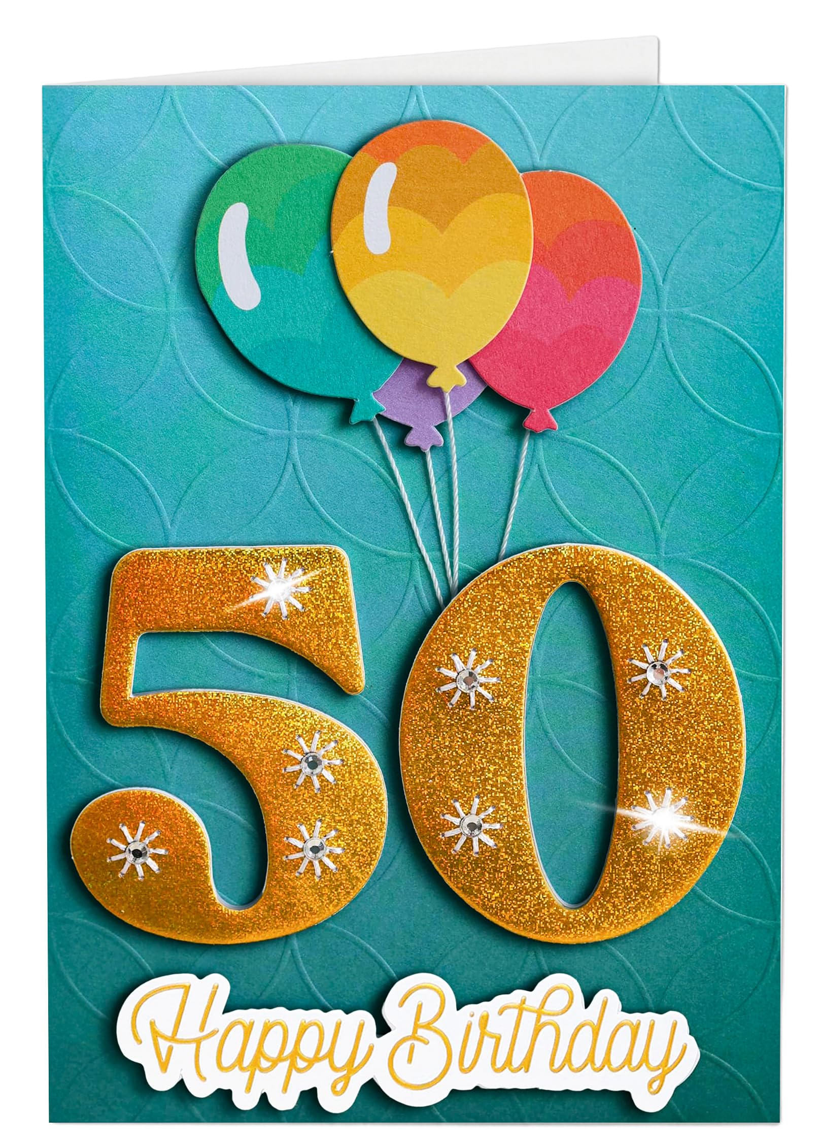 Joli Coon 50th Birthday Card, SIGNATURE, with seal sticker, handmade, 3D
