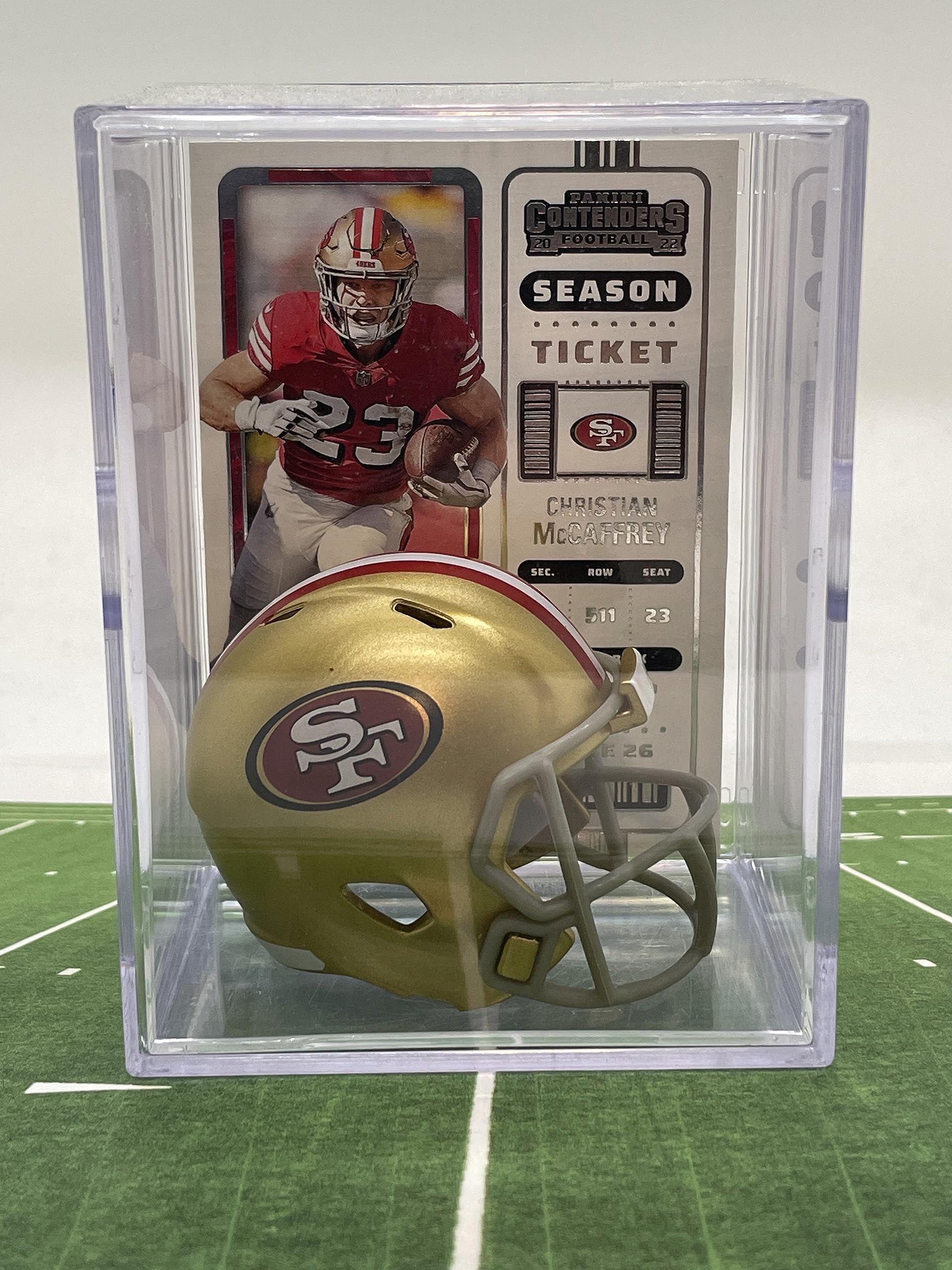 San Francisco 49ers NFL Helmet Shadowbox w/Christian McCaffrey card