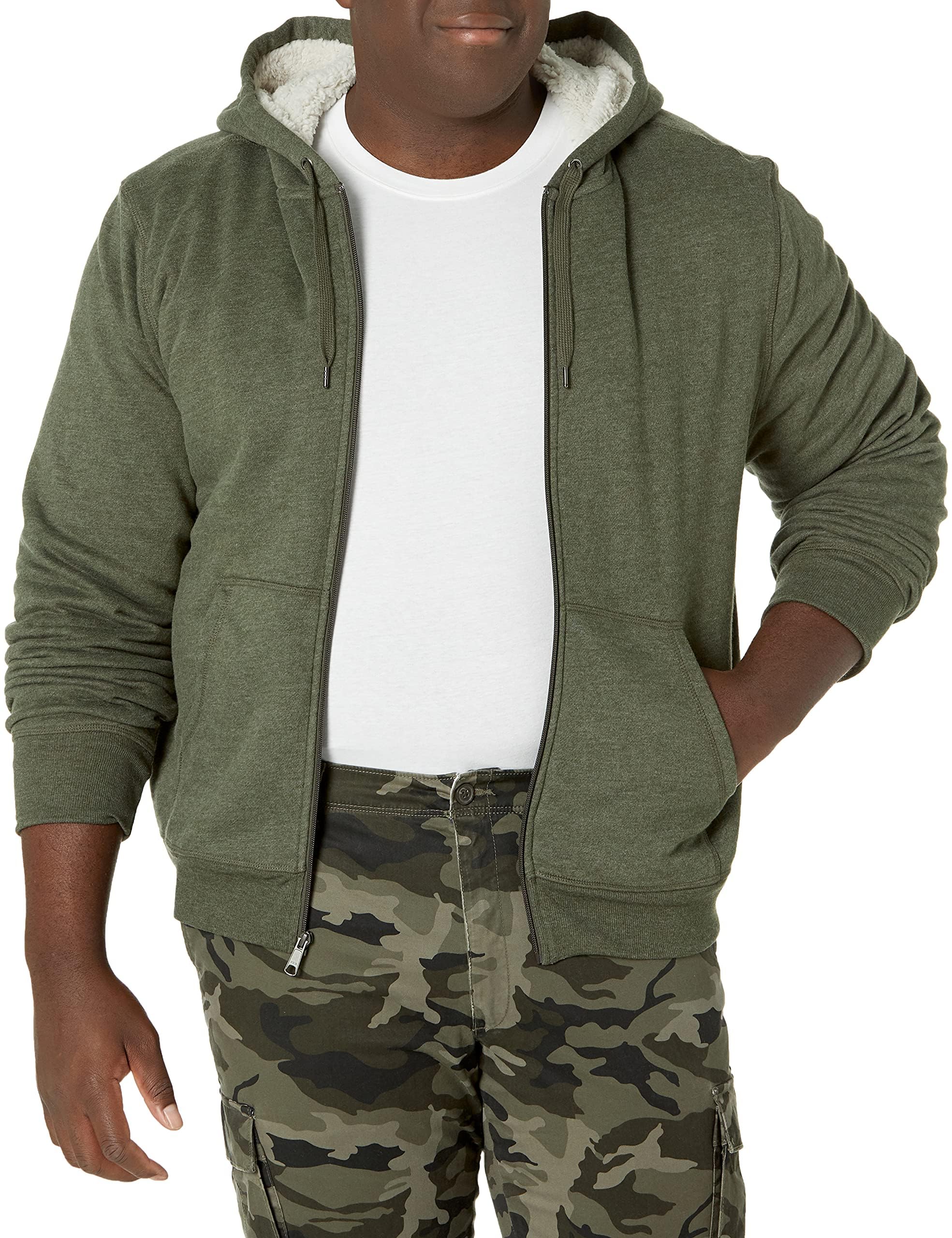Amazon Essentials Men's Comfortable Hoodie with Fleece Lining, Full Zip and Pock