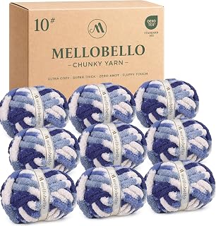 Jumbo Chunky Yarn for Hand Knitting - Chunky Chenille Yarn for Crocheting Blankets,Super Soft Bulky Fluffy Yarn,9 Jumbo Pack(19yds,8oz Each Skein),Deep Harbor