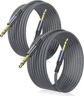 Elebase 1/4 Inch TRS Instrument Cable 10FT 2Pack,6.35mm Male Guitar Cord 3M | 6.3mm Jack Stereo Audio Music Lead,Quarter Inch Balanced Line for Electric Guitar,Bass,Keyboard,Mixer,Amp,Speaker,Equalizer