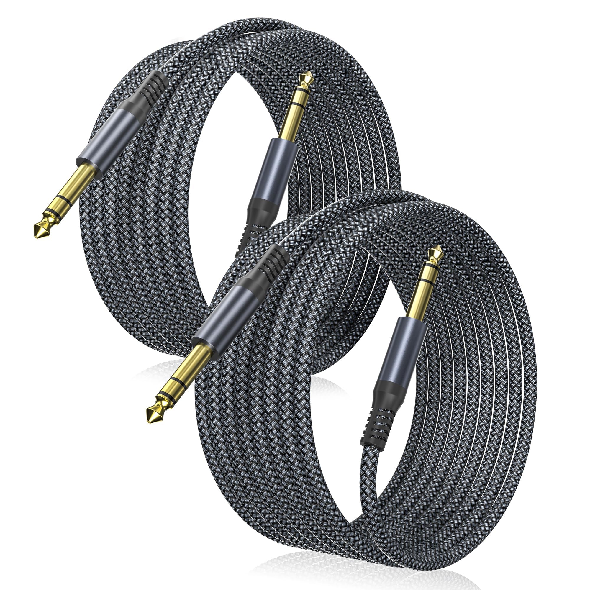 Elebase 1/4 Inch TRS Instrument Cable 10FT 2Pack,6.35mm Male Guitar Cord 3M | 6.