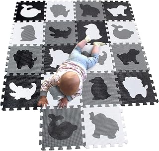 MQIAOHAM® 18 Pieces Puzzle Play Mats, Soft Baby Play Mat, Kids Interlocking Foam Floor Tiles, Carpet Playmats Animal G301018-P051HBH