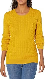 Amazon Essentials Women's Lightweight Cable Knit Crewneck Sweater, Long Sleeve (Available in Plus Size)