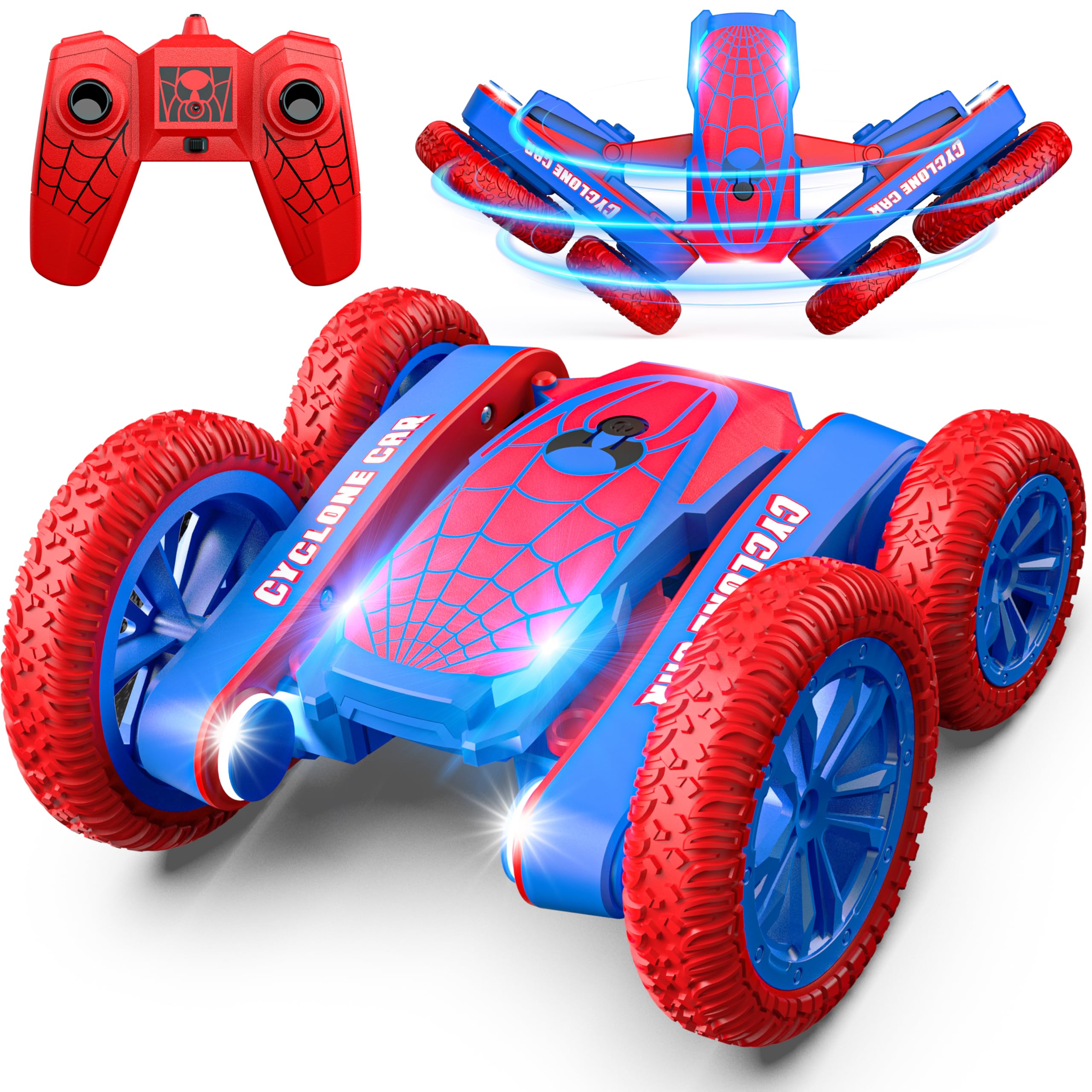 Blissbud Spider RC Stunt Car with Cyclone Mode, 4WD, Rechargeable, Ages 4+ | 360