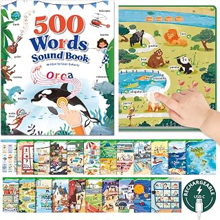 Timetome 500 Words Sound Book for Kids | Interactive Educational Toy with 23 Themes, Touch Activated Audio Book for Vocabulary Development and Early Education