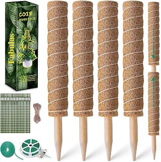 Fabulas Moss Pole Monstera Plant Support, Extended to 48 Inch, 4 Pack 16 in | Plant Stakes for Indoor Plants, Coco Coir Moss Sticks for Climbing Potted Live Plants, Pothos, Philodendron, with Garden Ties