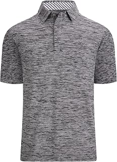 Damipow Golf Shirts for Men Dry Fit Short Sleeve Print Collared Polo Shirt
