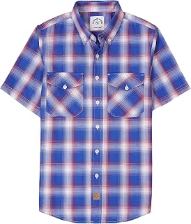 Dubinik® Mens Short Sleeve Button Down Two Pockets Soft Vintage Regular Fit Vintage Fishing Casual Shirts