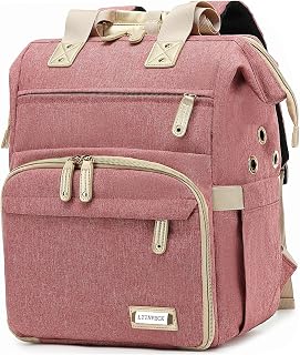 LTINVECK Knitting Bag Backpack,Yarn Storage Organizer Travel Crochet Bag,Large Capacity Tote Bag Yarn Holder Case for Carrying Projects, Knitting Needles, Crochet Hooks Pink