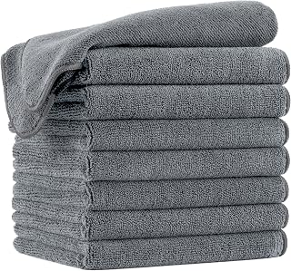POLYTE 340 GSM Quick Dry Microfibre Hair Salon Towel, 40.6x73.7 cm, 8 Pack