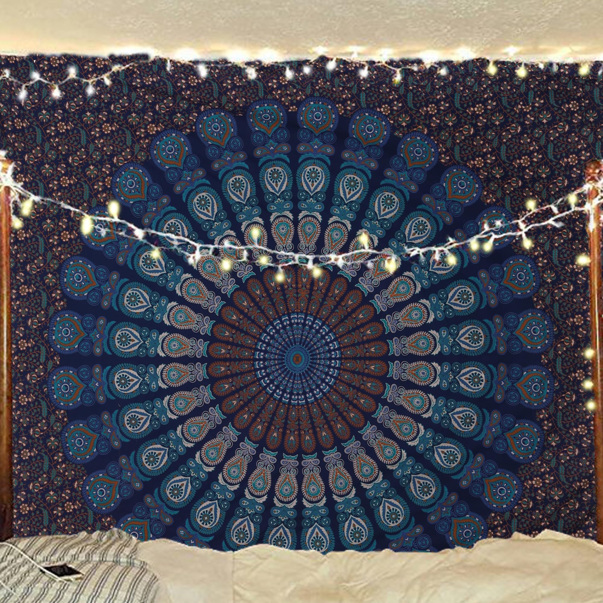 Bless International-Organic-Cotton-Blue-Green-Handmade-Mandala-Tapestry | King-2