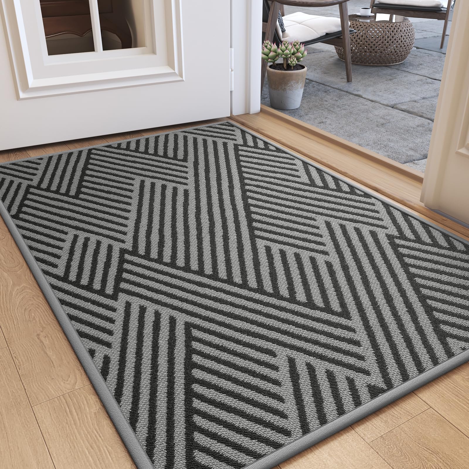 Door Mat Outside Entrance Non-Slip Dirt Resistant Grey 24"x35"