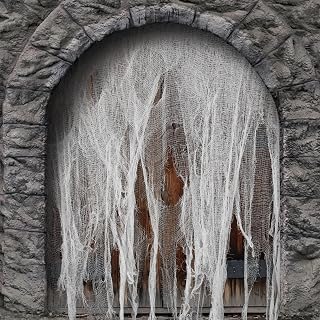 400'' x 59'' Large Halloween Spooky Cloth, White Creepy Gauze Decoration | Roving Yarn Scary Fabric for Indoor Outdoor Haunted House Fireplace Mantel Fence Doorways Wall Hanging Decor
