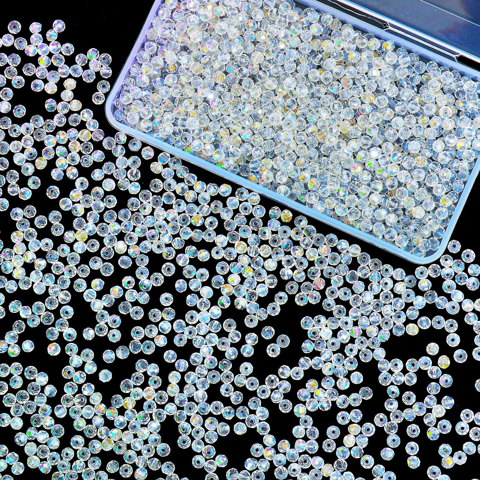 Laopottbeads 1200Pcs 4mm Crystal Glass Beads for Jewelry Making Beads for Bracel