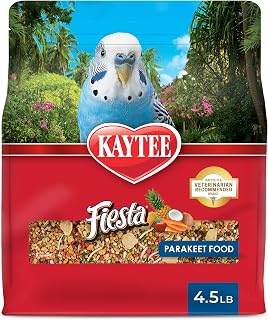 Kaytee Fiesta Parakeet Food, Parakeet Bird Food, 4.5 Pounds | More engaging mealtimes, birds food blend with varied shapes and textures, bird seeds, fruits and vegetables