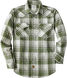 Dubinik® 6 oz Flannel Shirt for Men Pearl Snap Western Cowboy Long Sleeve