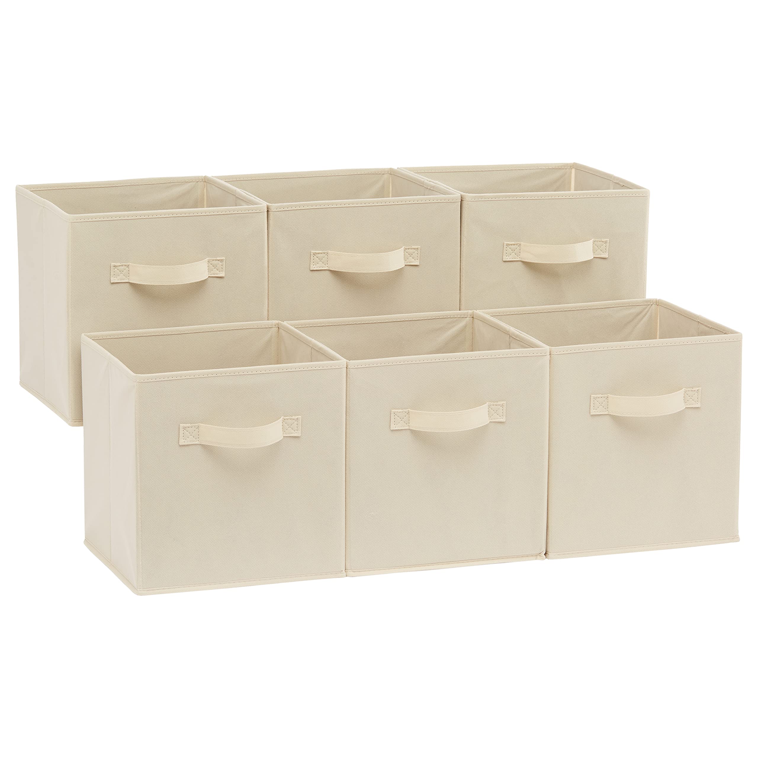 Amazon Basics Collapsible Fabric Storage Cubes Organizer with Handles, Sturdy St