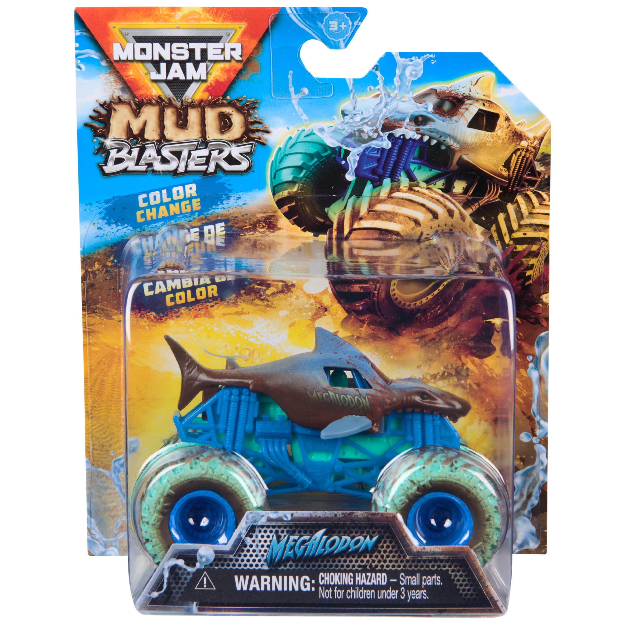 Monster Jam Mud Blasters Grave Digger & Megalodon 2-Pack | Includes 2 Color Chan