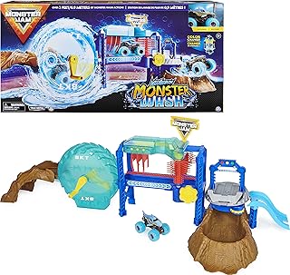 Monster Jam, Megalodon Monster Wash, Includes Color-Changing Megalodon Monster Truck, Interactive Water Play Kids Toys for Aged 3 and Up
