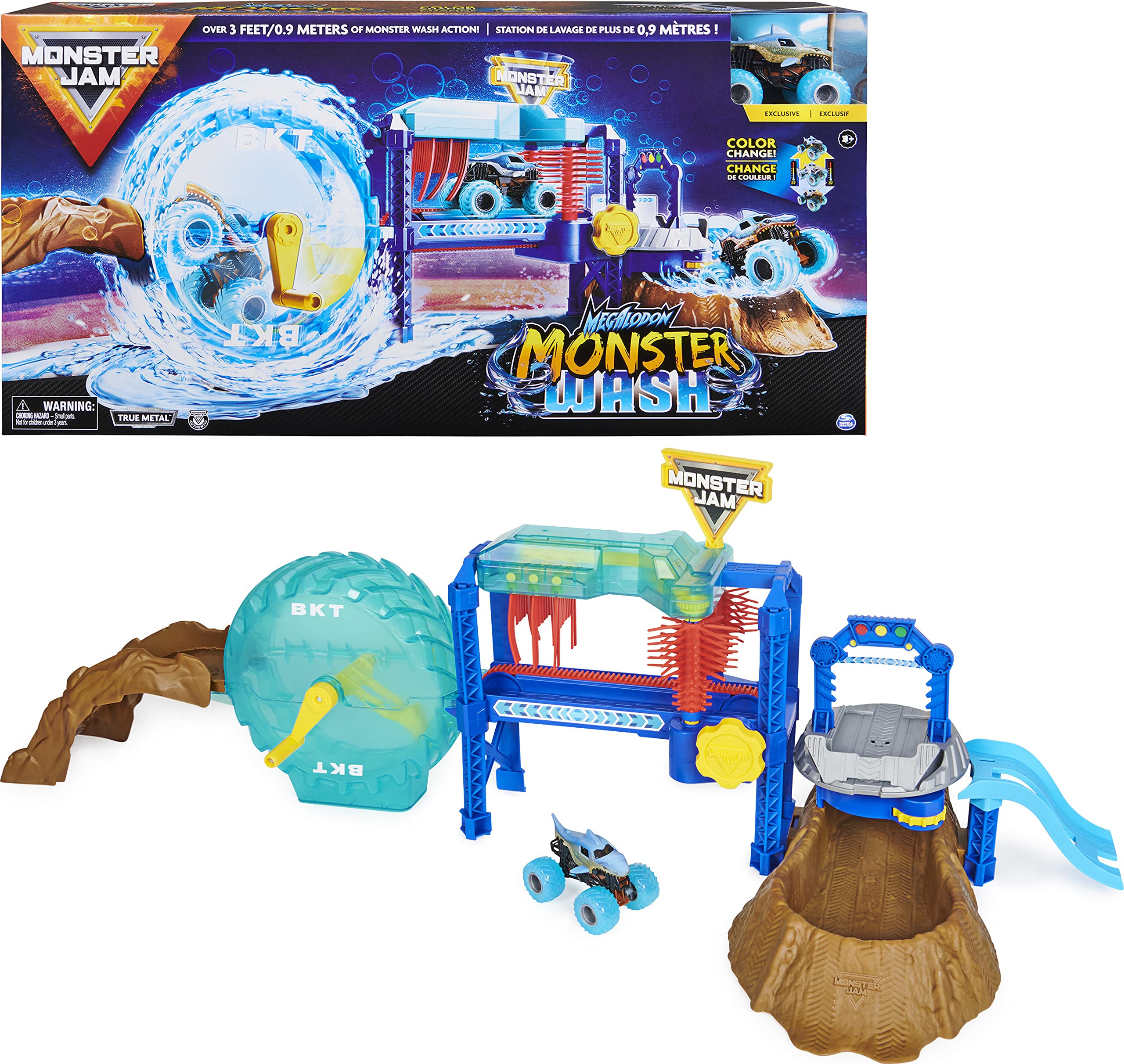 Monster Jam, Megalodon Monster Wash, Includes Color-Changing Megalodon Monster T
