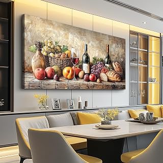 ZUITINGHUA Canvas Wall Art for Living Room Wall Decor for Bedroom Dining Room Kitchen Wall Decoration Vintage Wine Fruit Landscape Farmhouse Pictures Artwork Room Aesthetic Home Decor 20x40 in