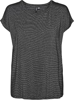 VERO MODA Vmlava Plain Ss Top Stripe Ga Women's T-Shirt, Black, S