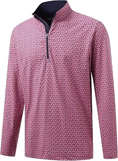 M MAELREG Quarter Zip Golf Pullover Men Dry Fit Long Sleeve Performance Wicking 1/4 Zip Full Print Pullover Mens Sweatshirt