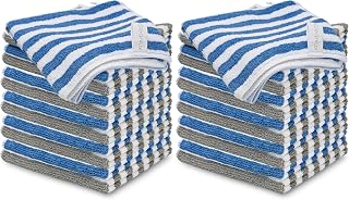 Microfibre Cleaning Cloths - 24 Pack - 32 x 32cm - Polyamide Technology Multi Purpose, Washable & Reusable Micro fibre - Kitchen Bathroom Car Cleaning Cloths Microfiber, Blue,grey