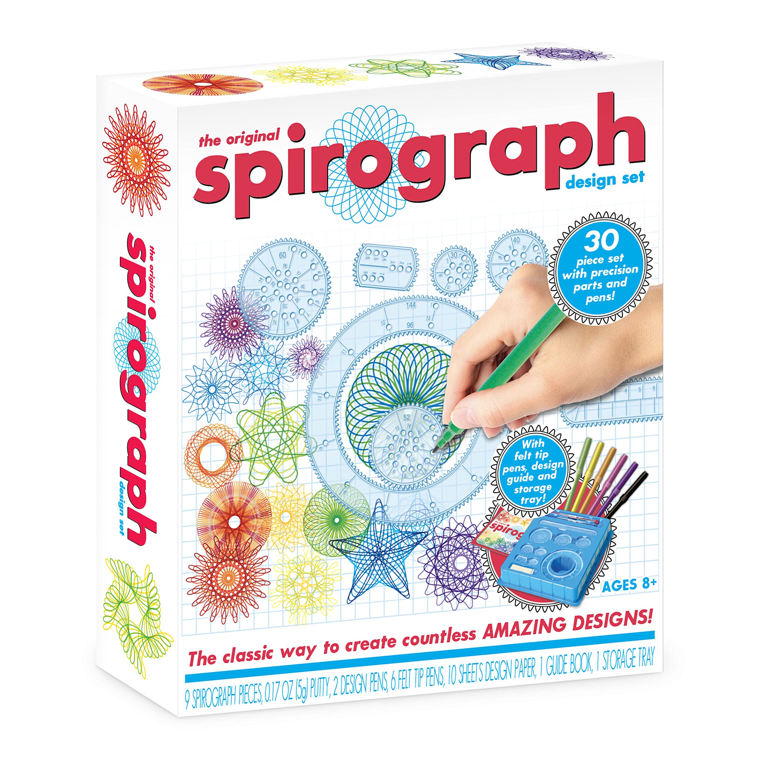 Spirograph Design Set with 9 Classic Spiro Parts, Pens, Paper and Putty | Create