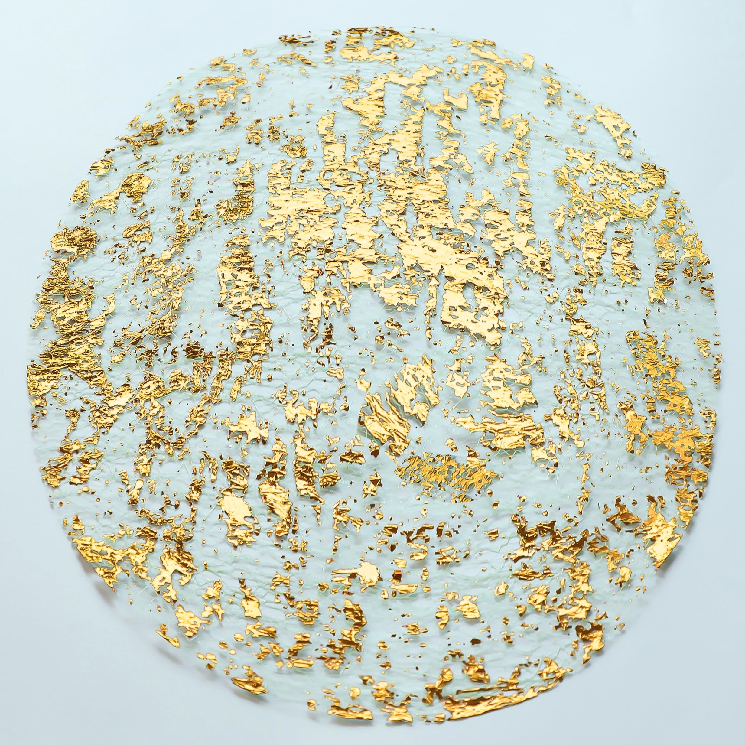 Snowkingdom Disposable Gold Placemats Set of 12 Metallic Round 13 Inch Foil Mesh