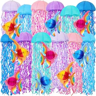 24 Pcs Under The Sea Party Decorations Hanging Jellyfish Paper Lanterns