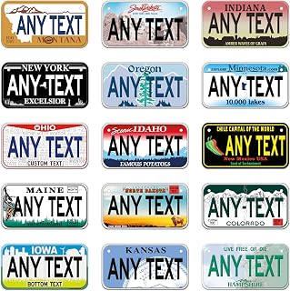Personalized Mini License Plate for Kids Bike | 3X6 | 4X7 | Aluminum State Inspired Toy Name Tag Plates | Custom Text | Bicycle Accessories | Decorative Novelty Sign