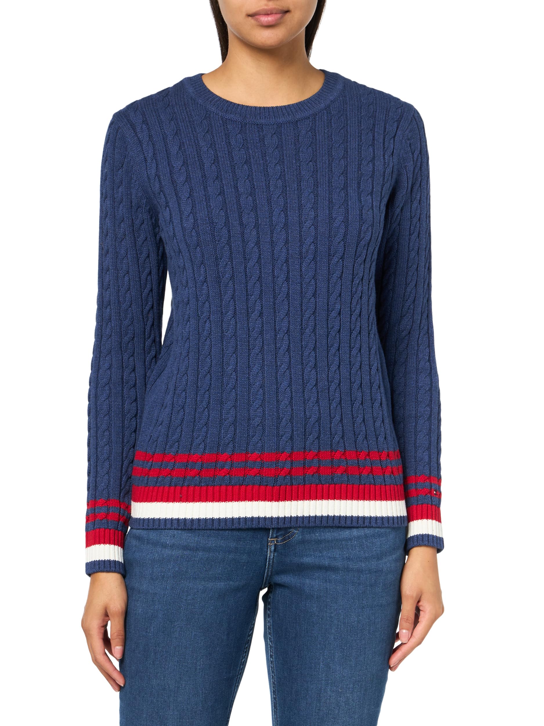 Tommy Hilfiger Women's Cotton Crewneck Cable Sweater
