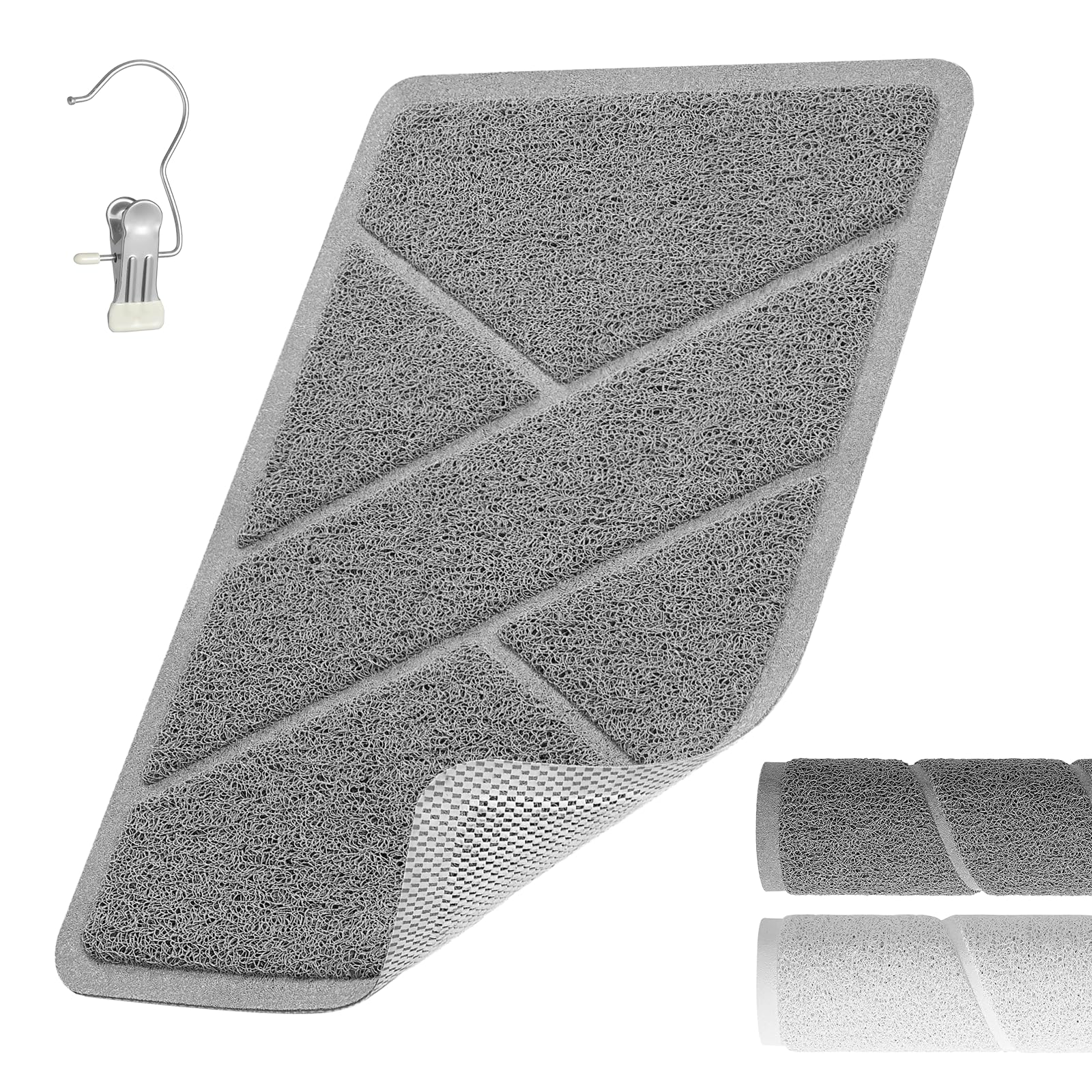 XIYUNTE Soft Shower Mat Non Slip Anti Mould, Loofah Bath Mat with Heat-Pressed E
