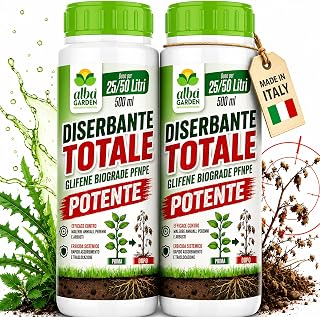 Albagarden - Powerful Total Weedkiller - 2 x 500 ml - Glyphosate for Weeds with Systemic Action Desiccant - Herbicide for Weeding - Glyphosate Based Seccatutto Free Sale