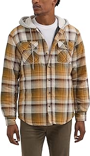 Wrangler Authentics Men's Long Sleeve Quilted Lined Flannel Shirt Jacket with Hood