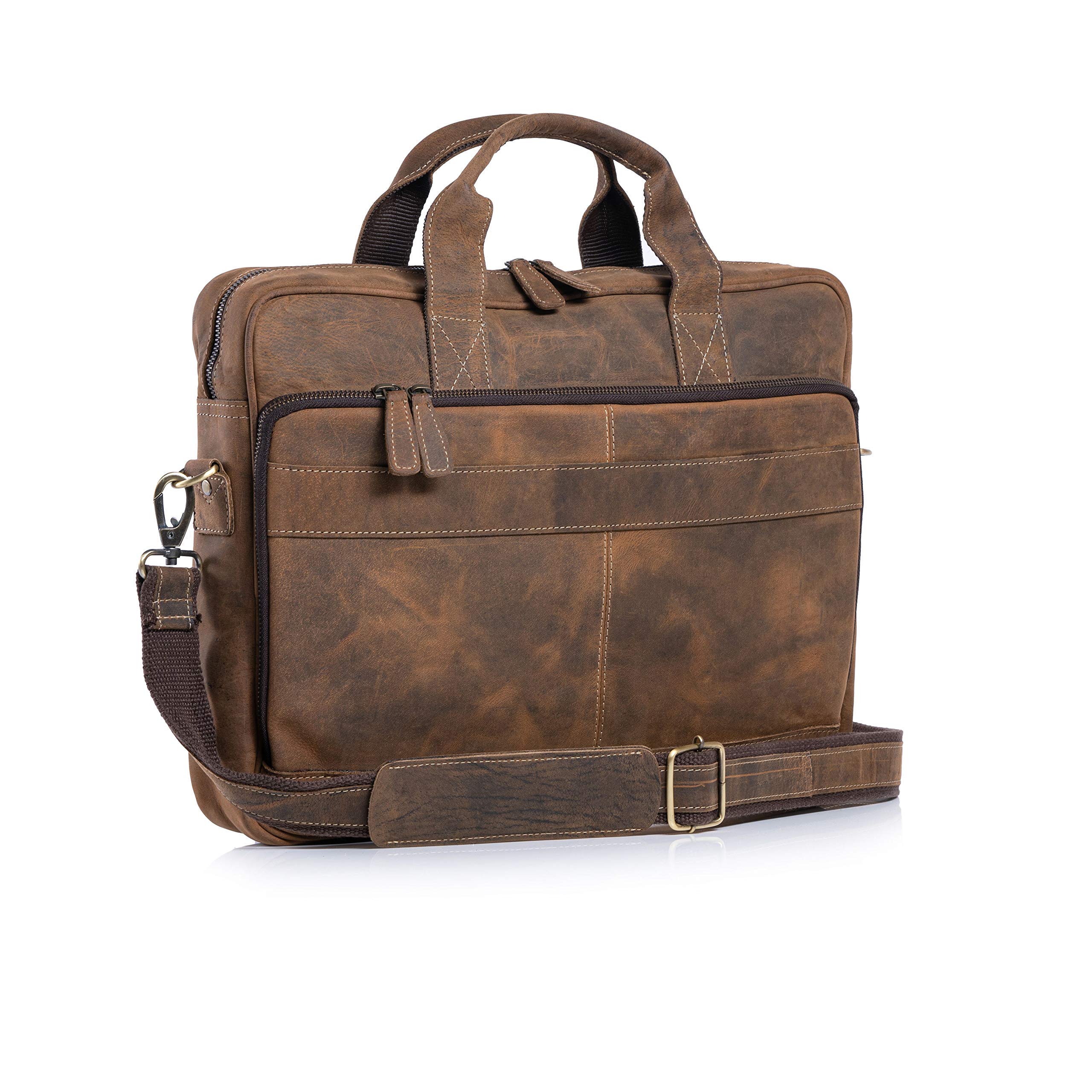 KomalC 16 Inch Leather briefcases Laptop Messenger Bags for Men and Women Best O