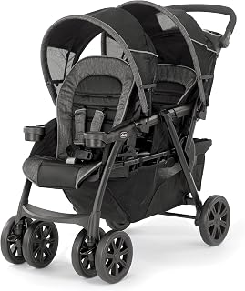 Chicco Cortina Together Double Stroller for Infants &amp; Toddlers | Accepts 2 Chicco Infant Car Seats, Height-Adjustable Handle, Standing Fold, 4-Wheel Suspension, Linked Rear Brakes, Black