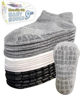 Simply Kids Toddler Socks with Grippers (9 Pair) for 0 Months - 7 Years Old I Ankle Baby Socks Chaussette Enfant