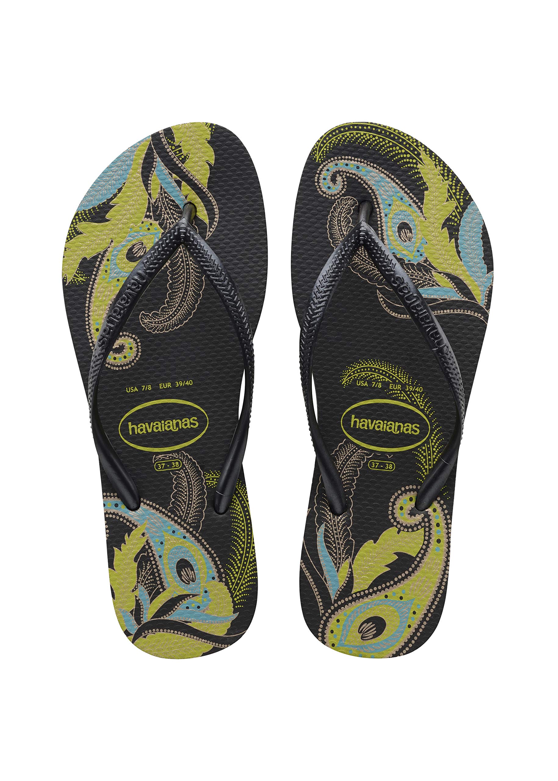 Havaianas Womens Slim Organic Sandal Flip Flop, Black/Grey 37 BR/7/8 W US