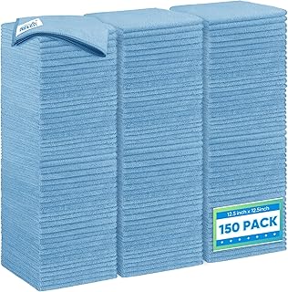 HOMEXCEL Blue Microfiber Cleaning Cloth 150 Pack, 12.5 x 12.5 inch Microfiber Towels for Cars, Ultra Absorbent Car Washing Cloth Cleaning Rags for Car Kitchen Window