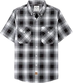 Dubinik® Mens Short Sleeve Button Down Two Pockets Soft Vintage Regular Fit Vintage Fishing Casual Shirts