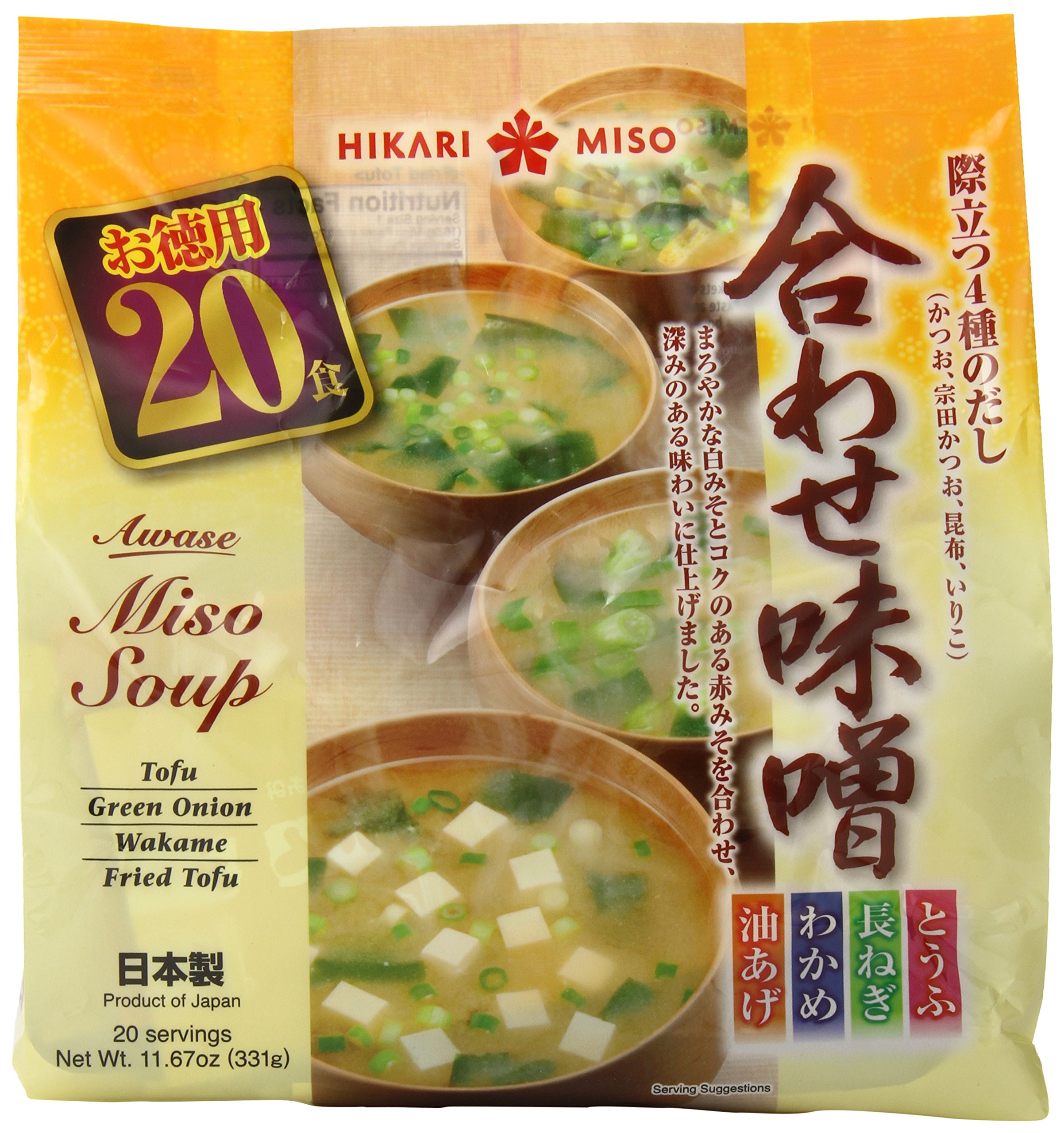 HIKARI Awase Instant Miso Soup Variety Pack, 20 Servings