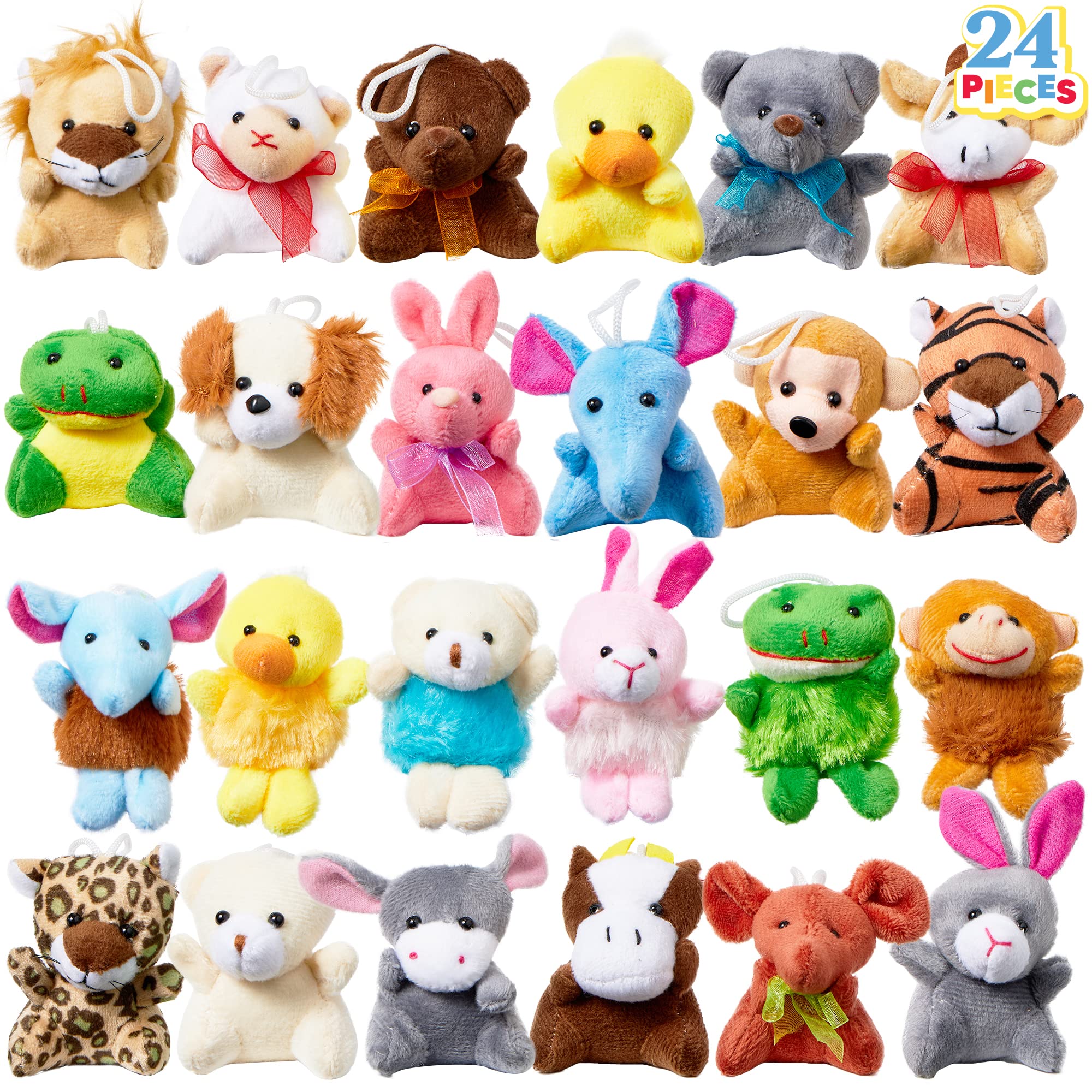 JOYIN 24 Pack Mini Animal Plush Toy Assortment (24 Units 2"-3"), Animals Keychai